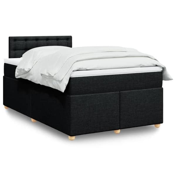 Maison Exclusive - Seng med lameller og madras Sort 120x200 cm Stof