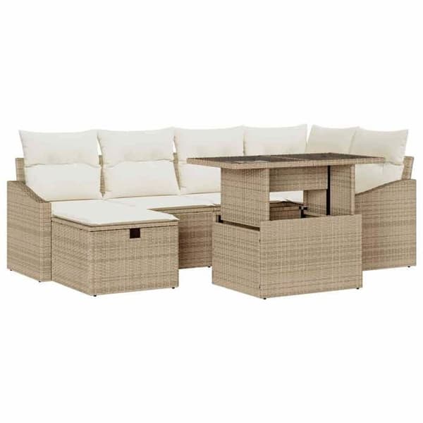 Trädgårdsmöbler - EXKLUSIVT HEM - Modulär - Beige - 7 delar - Justerbart bord, väderbeständigt beige