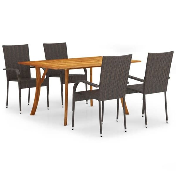 Maison Exclusive - Have spisebordssæt 5 dele Brun