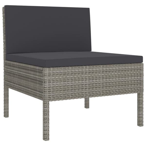 Maison Exclusive - Trädgårdsstolar set om 3 med kuddar, flätad resin, grå