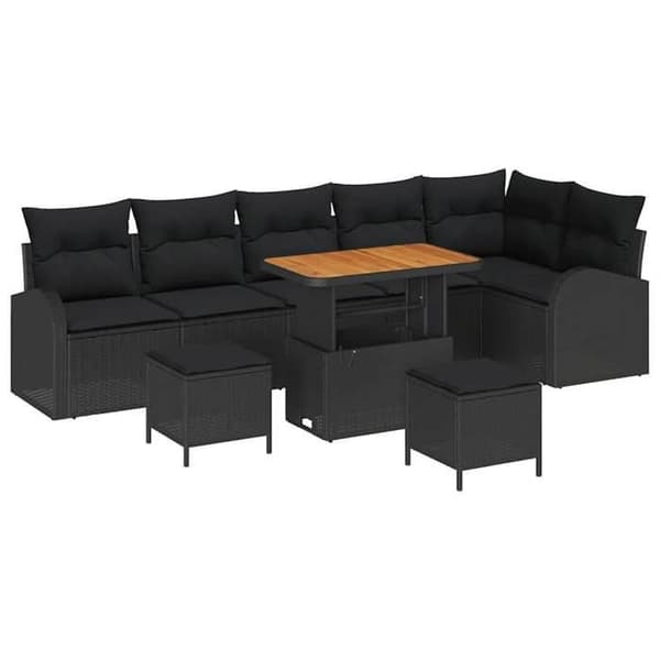 Lounge-soffor - MAISON EXCLUSIVE - 9-delars set - Poly rattan - Stålram med beläggning - Polyesterkuddar Svart