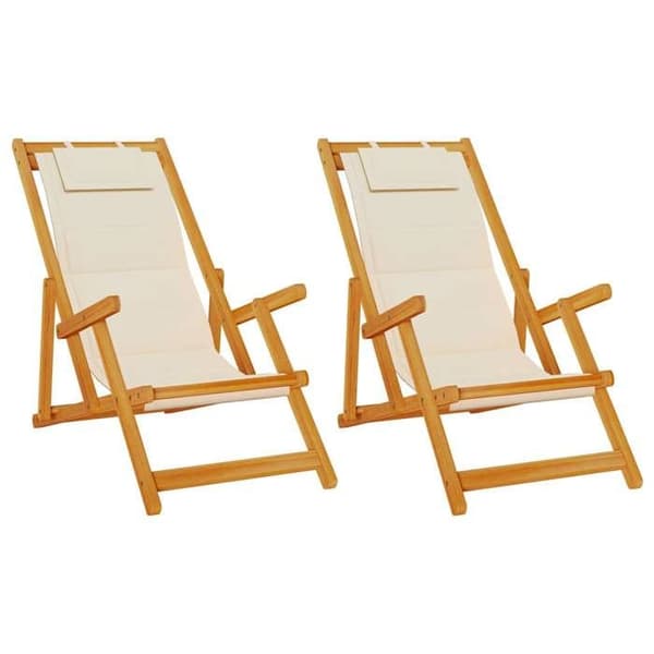 Maison Exclusive - Strandstol 2 stk Brun Massiv Akacietræ brun