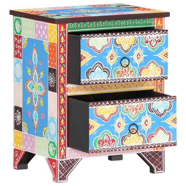 Maison Exclusive - Håndmalet natbord 40x30x50 cm Mango træ