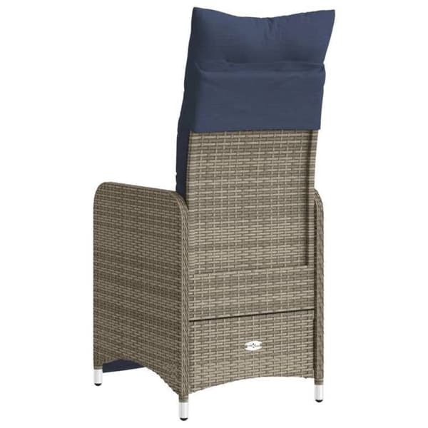 Maison Exclusive - Justerbar trädgårdsstol med grått flätat resin kuddar
