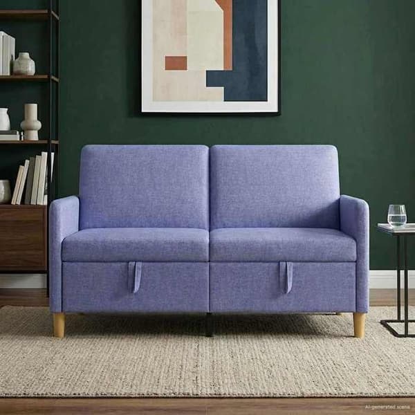 Maison Exclusive - Sofa med opbevaring Blå denim 152 x 78 x 87 cm Polyester