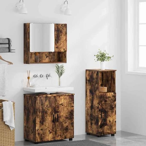 Maison Exclusive - 3 kpl kylpyhuonekalustesarja savupähkinä