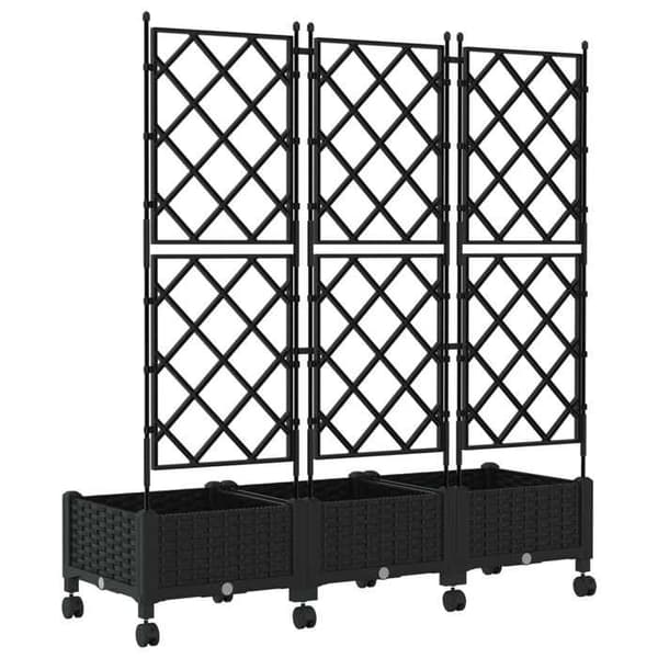Maison Exclusive - Havebed med gitter og hjul 3 stk Sort PP