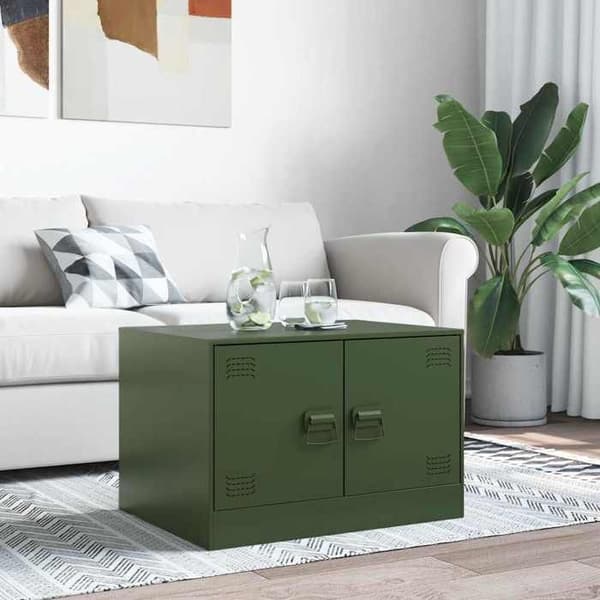 Bord - EKSKLUSIV HUS - 67×50×44 cm - Olivengrøn - Koldvalset stål - Opbevaring Olivgrön