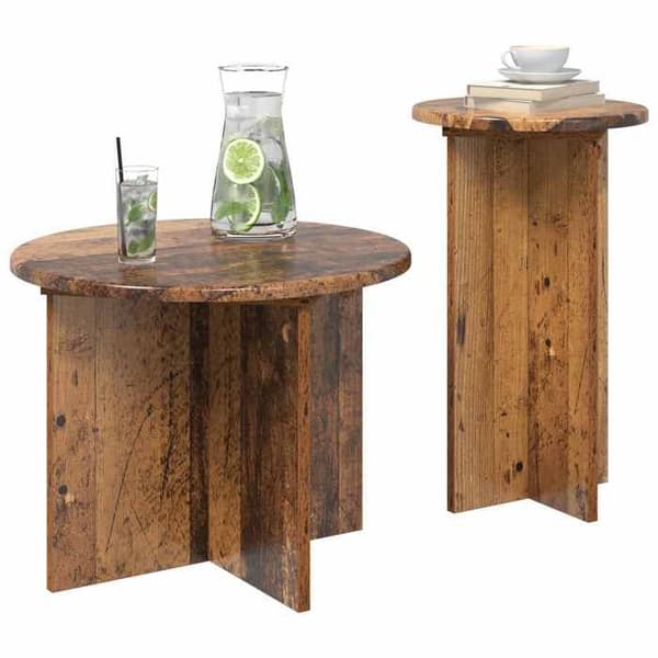 Maison Exclusive - Sæt af 2 sideborde i gammelt træ Ø 45 x 35 cm