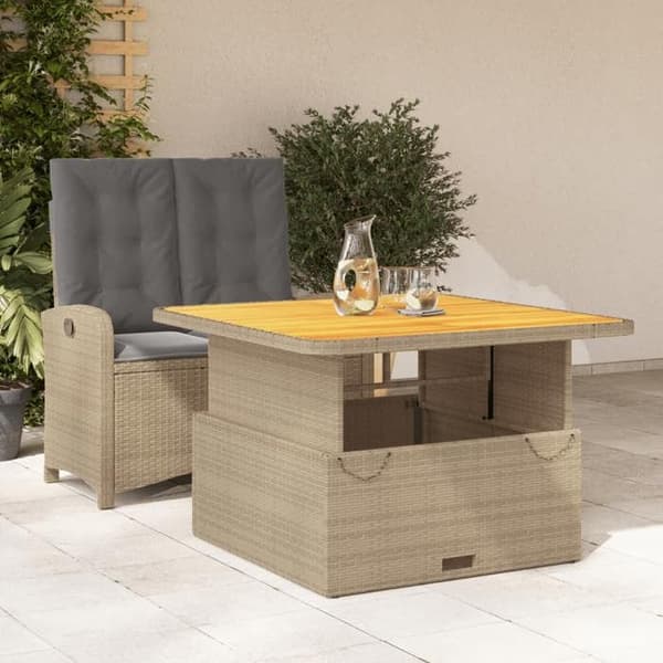 Maison Exclusive - Puutarhakalusteryhmä ja 2 kpl beige polyrottinkityynyä