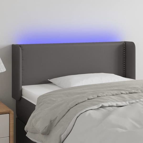 Maison Exclusive - LED Hovedgærde Grå 83x16x78/88 cm Syntetisk Læder Grå