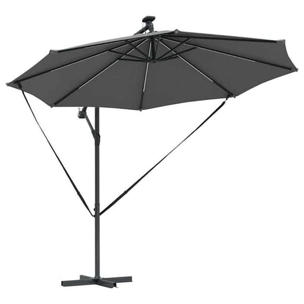 Parasolfly - EKSKLUSIV HUS - 294x294x248 cm - Polyester & Aluminium - 360° rotation - Solcelle LED antracit
