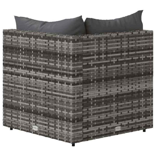 Maison Exclusive - Hörnsoffa för trädgård med grå kuddar i flätad resin