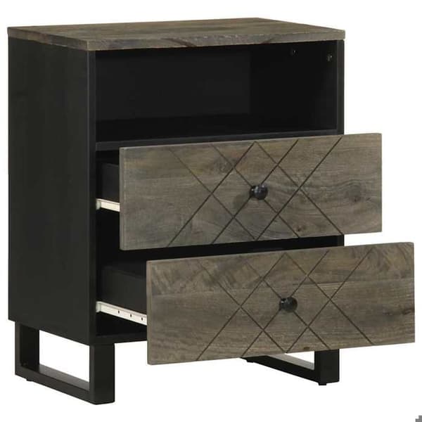 Maison Exclusive - Sort natbord 50x33x62 cm i solid mangotræ Svart