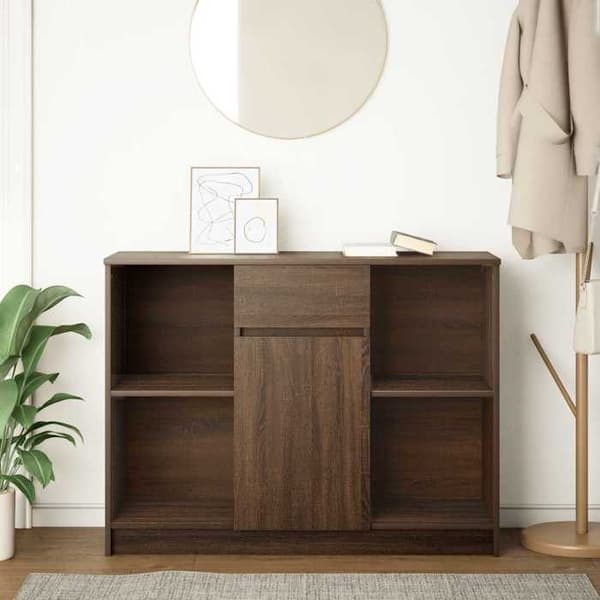 Maison Exclusive - Buffé med låda i brun ek 101x35x76 cm ingenjörsträ