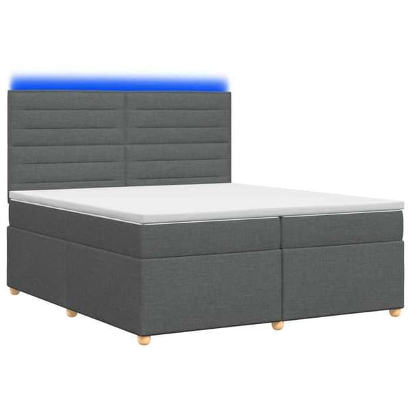 Maison Exclusive - Boxspring säng med madrass Mörkgrå 200 x 200 cm Tyg Mörkgrå