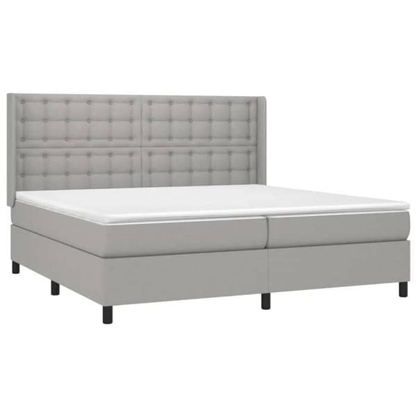 Maison Exclusive - Seng med lamelbund og madras Lys grå 200x200cm Stof