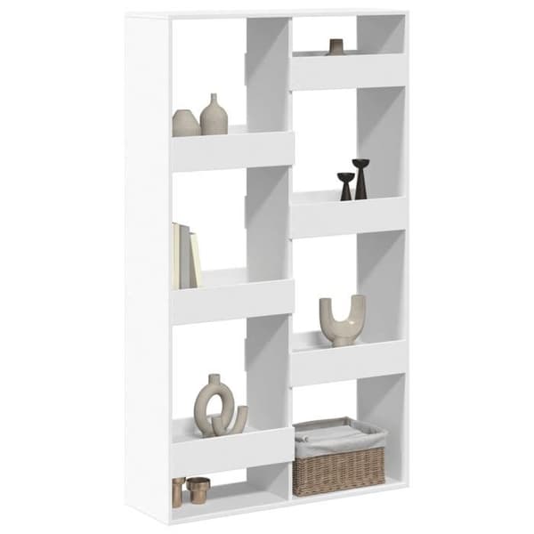 Rumseparator - EKSKLUSIV HUS - 100x33x175 cm - 8 hylder - Ingeniørtræ - Hvid Vit