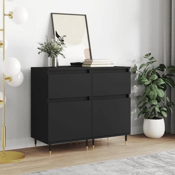 Maison Exclusive - Buffet 2 stk sort 40x35x70 cm ingeniørtræ