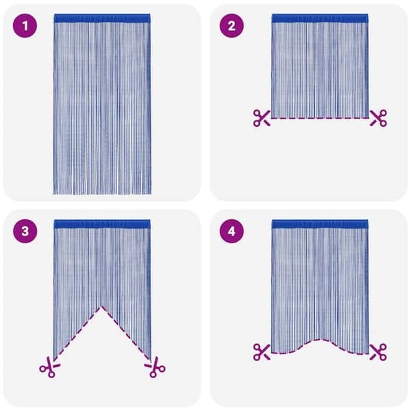 Gardiner i tråd - Eksklusivt hus - 100 x 250 cm - Blå - 100% polyester Blå