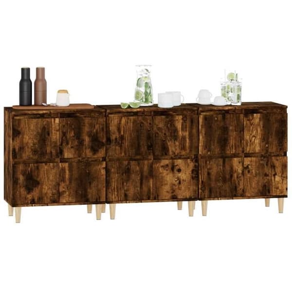 Maison Exclusive - 3 stk. buffet i røgfyldt eg 60x35x70 cm ingeniørtræ