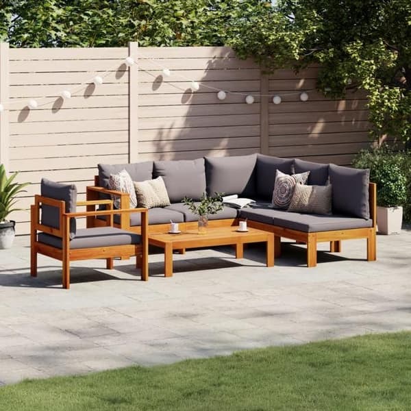Maison Exclusive - Havegruppe med puder 5 stk Solid akacietræ