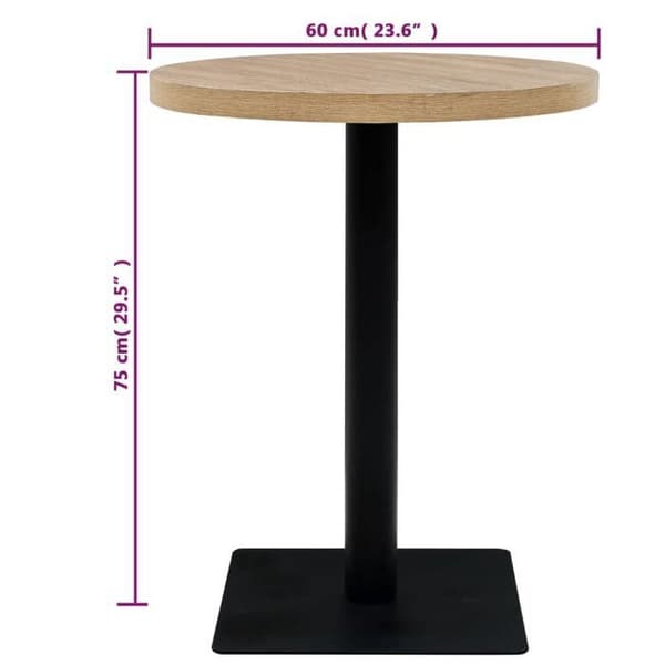 Maison Exclusive - Bistrobord MDF og stål Rund 60 x 75 cm Egetræ farve