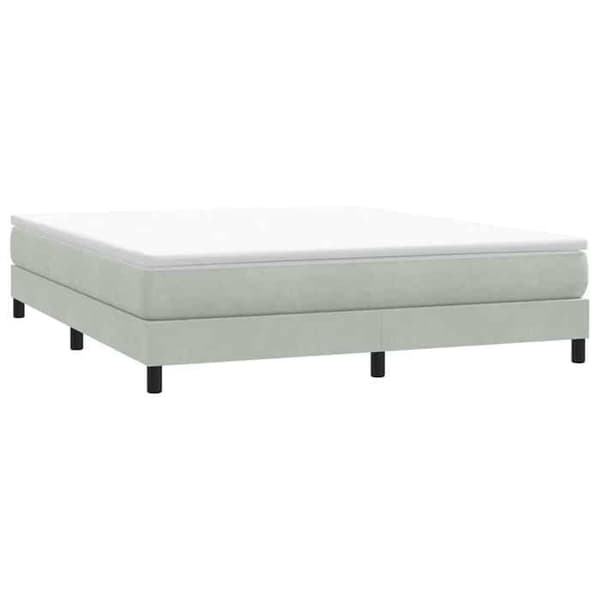 Sengestel - EKSKLUSIV HUS - 180 x 220 cm - Lys grå velour - Lamelseng - Robuste ben ljusgrått