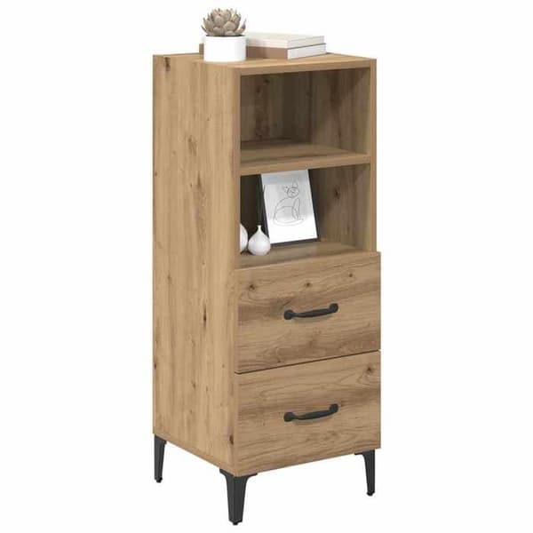 Maison Exclusive - Buffet i egetræ, håndlavet 34 x 34,5 x 90 cm Ingeniørtræ