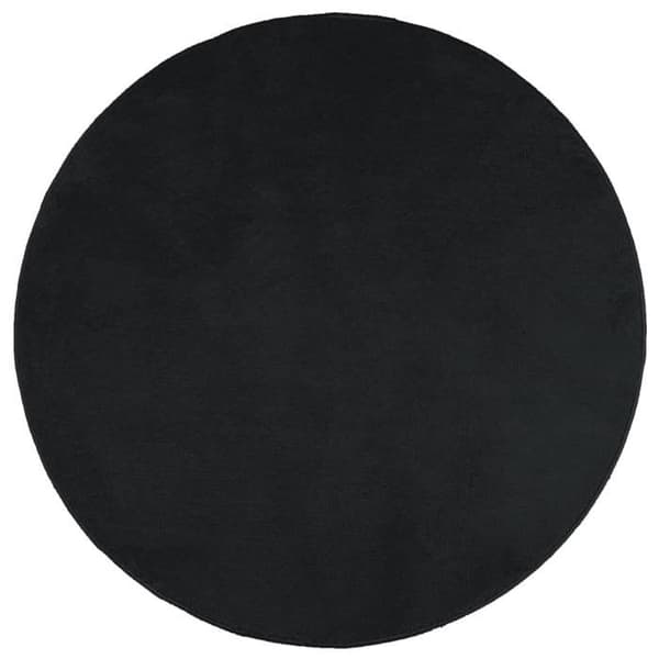 Tæppe - MAISON EXCLUSIVE - OVIEDO - Rund Ø 160 cm - Polyester 100% - Korte sorte hår Svart