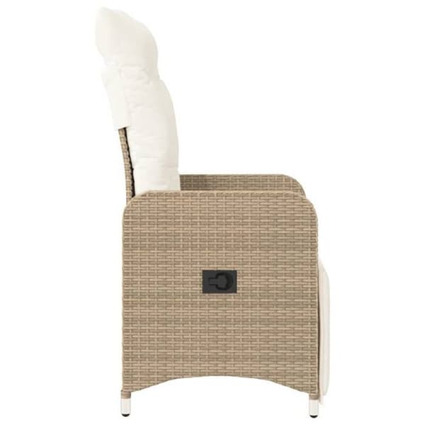 Maison Exclusive - Trädgårdsfåtöljer med lutning, set om 2 och beige kuddar i rotting