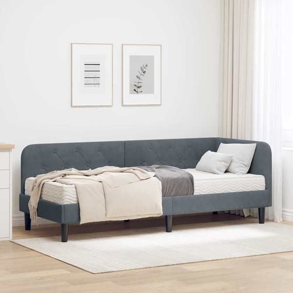 Maison Exclusive - Mörkgrå hörnsängram 80 x 200 cm Sammet