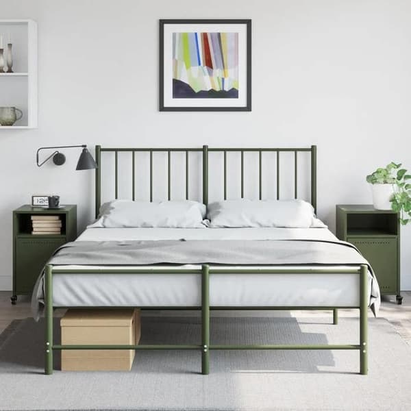 Maison Exclusive - Natborde 2 stk olivengrøn 36x39x59 cm stål