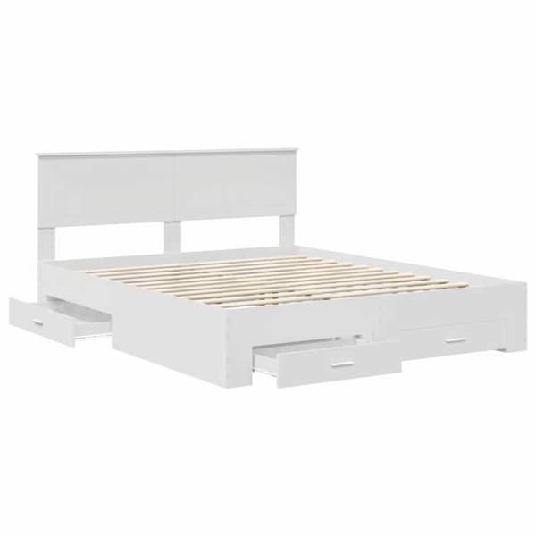 Maison Exclusive - Sängram med låda Vit 160 x 200 cm Ingenjörsträ