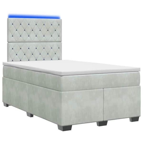 Maison Exclusive - Boxspring seng med madras Lys grå 120 x 190 cm Velour Ljusgrått