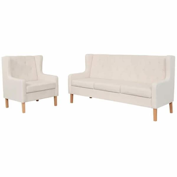Maison Exclusive - Sæt af 2 sofaer i hvid creme stof Vit grädde