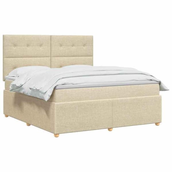 Maison Exclusive - Boxspring säng med madrass Crème 140 x 190 cm Tyg