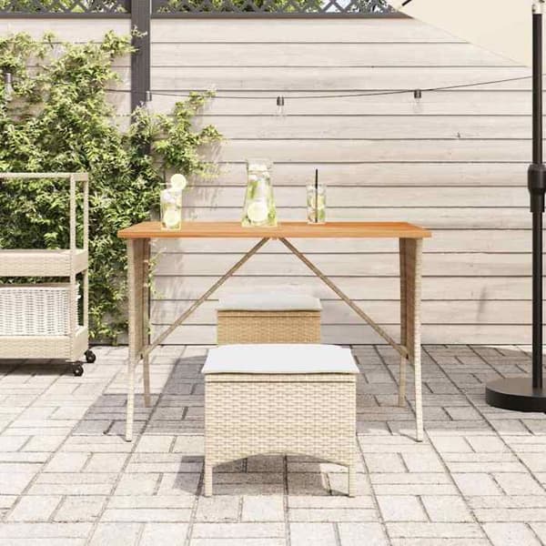 Maison Exclusive - Puutarhakalusteryhmä ja tyynyt 3 kpl Beige polyrottinki