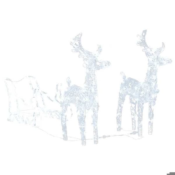 Julepynt - EKSKLUSIV HUS - 2 rensdyr og slæde - 160 LED 130 cm - Kold hvid - USB