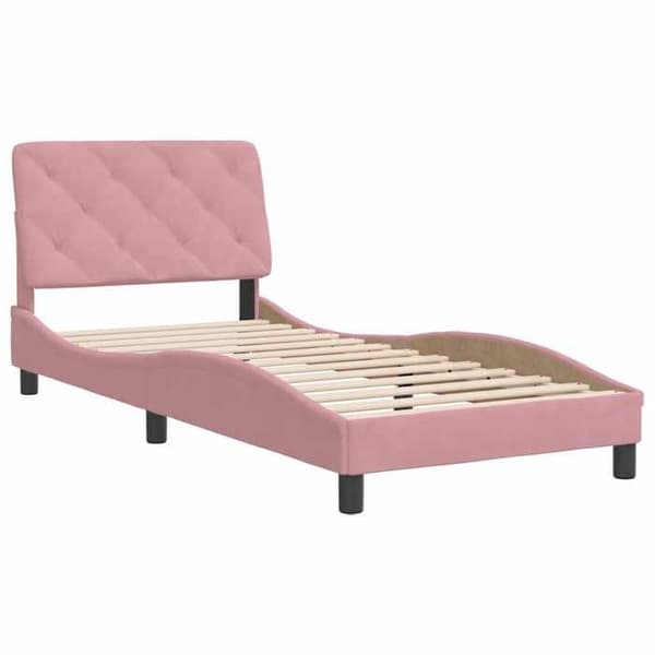 Maison Exclusive - Sängram utan madrass rosa 90x190 cm sammet