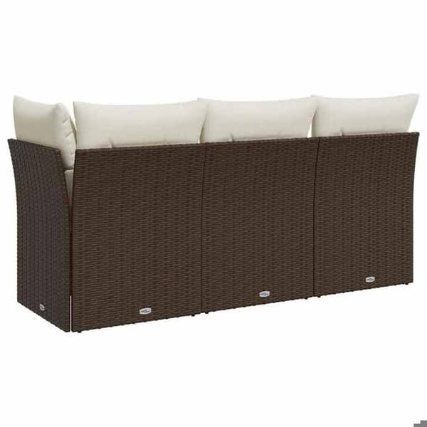 Maison Exclusive - Trädgårdsoffa med kuddar 3 platser brun flätad resin