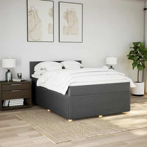 Maison Exclusive - Sengebunde med madras Mørkegrå 140x200cm Stof