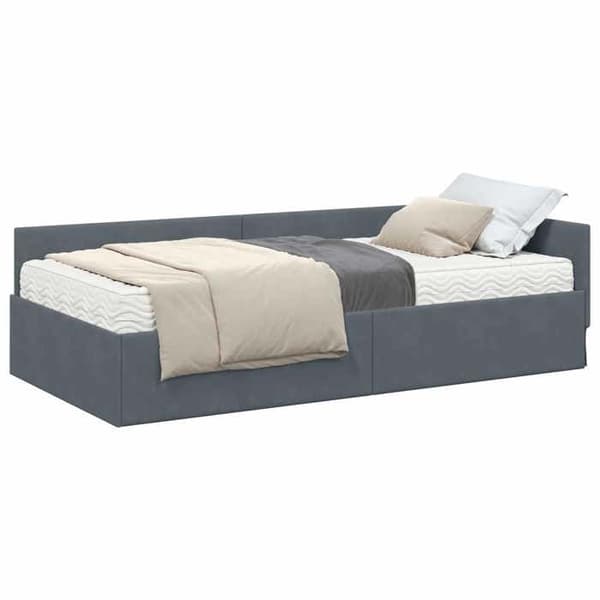 Maison Exclusive - Hörnsängram med madrass 2 pc Mörkgrå 100 x 200 cm Mörkgrå