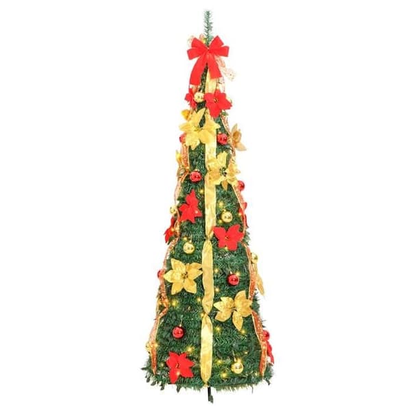 Maison Exclusive - Fällbar konstgjord julgran 100 LED grön 150 cm