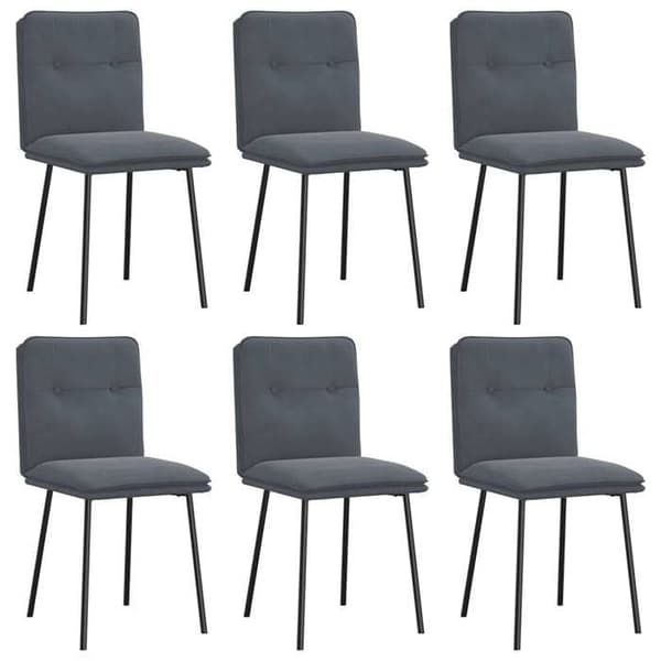 Maison Exclusive - Spisestole sæt af 6 mørkegrå velour Mörkgrå