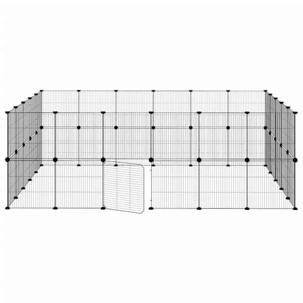 Maison Exclusive - Kæledyrbur med 44 paneler og dør Sort 210x175x70 cm