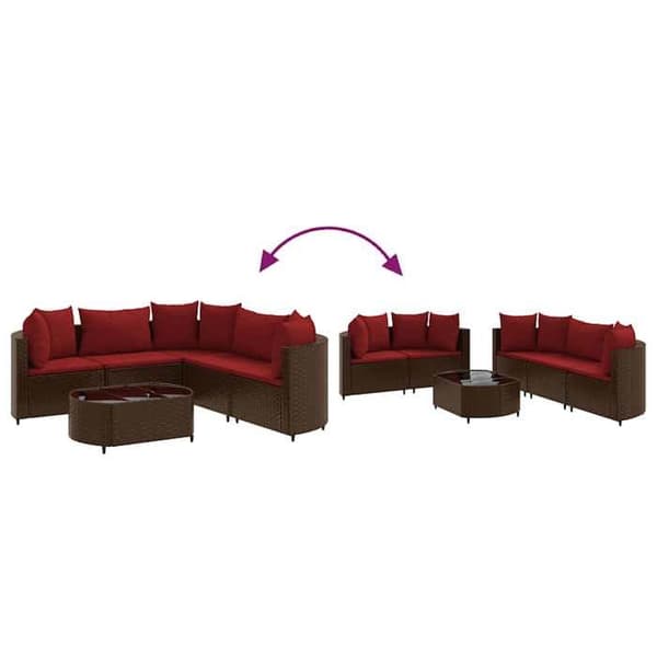 Maison Exclusive - Trädgårdsmöbler med kuddar 6 delar brun flätad resin