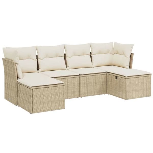 Maison Exclusive - Trädgårdsmöbler med kuddar 6 delar beige flätad resin