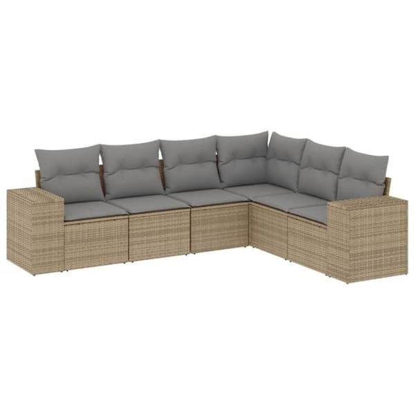 Maison Exclusive - Puutarhakalusteet tyynyillä 6 kpl beige punottu muovi