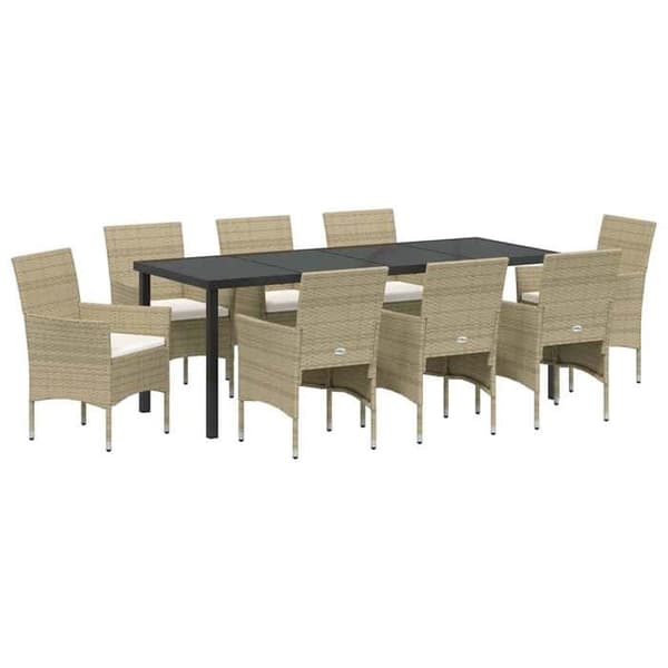 Maison Exclusive - 9 pc spisestue sæt til haven i beige polyrotin beige
